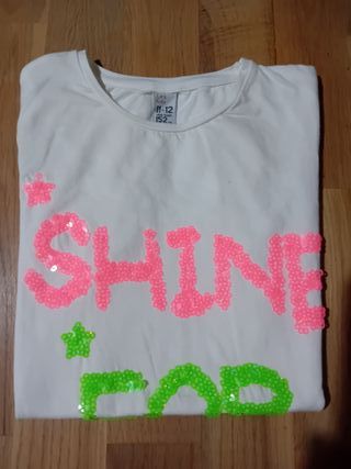 T-shirt Zara Kids Branca Lantejoulas