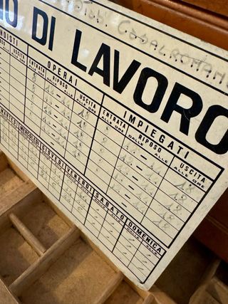 Targa vintage “Orario di lavoro” in lamierino serigrafato anni ’50-’60