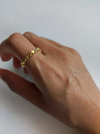 Anillo Acero Dorado Rombo