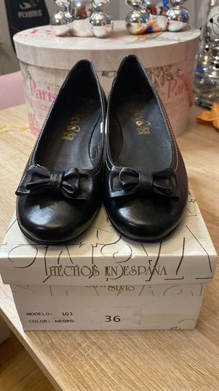 Zapatos niña lazo negros talla 36