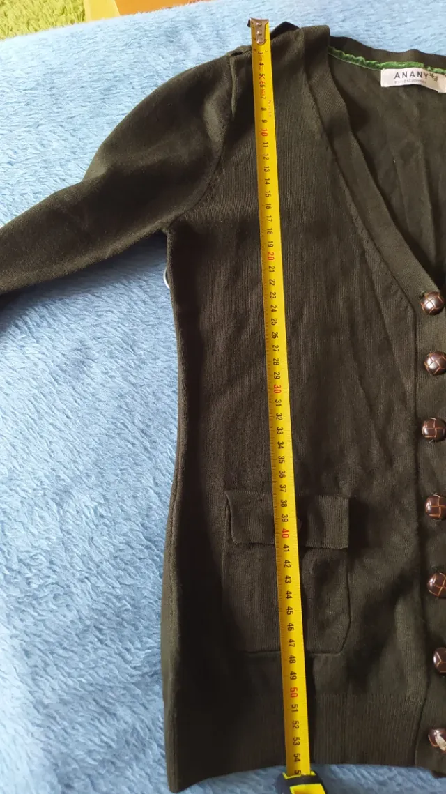 Chaqueta verde caqui punto mujer