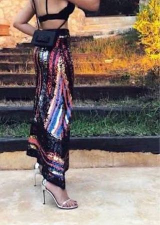 Falda Zara Lentejuelas Multicolor