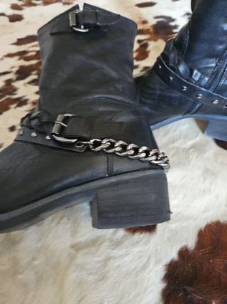 Stivali biker neri in pelle