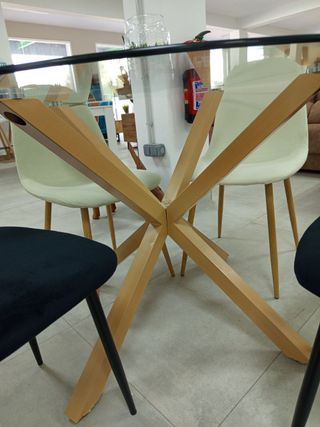 Mesa Redonda Cristal y Madera