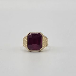 Anillo Oro 18k Sello Circonita Granate