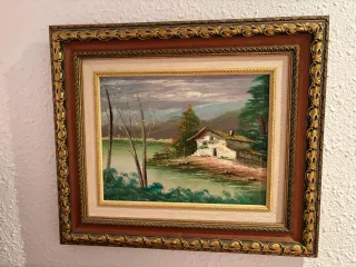 Tres Cuadros decorativo paisaje casa lago