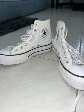 Converse plataforma altas tela blancas