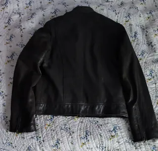 OFERTA.Cazadora Cuero Motero Negra/Marrón
