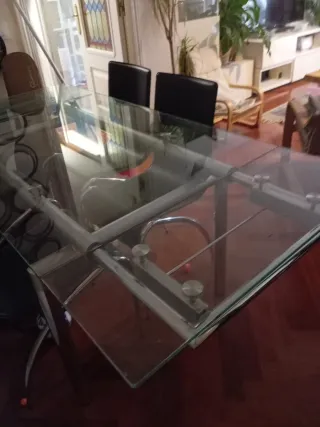 Mesa de cristal extensible madera