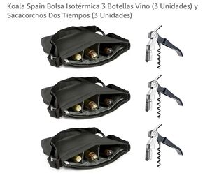 6 unità di borsa per vino con 3 bottiglie + cavatappi