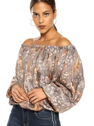 Blusa seda crop top estampado