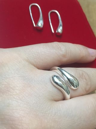 Conjunto Anillo y Pendientes Plata
