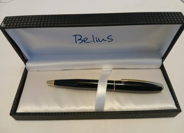 Bolígrafo Belius Negro Dorado Sin Estrenar