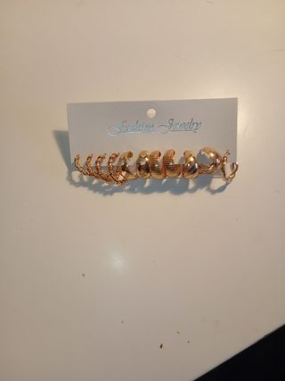 Set de 7 Pendientes Aro Dorados