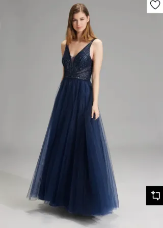 Vestido fiesta Swing azul con pedrería