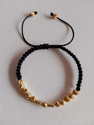 Pulsera ajustable con balines y tubo diamantado