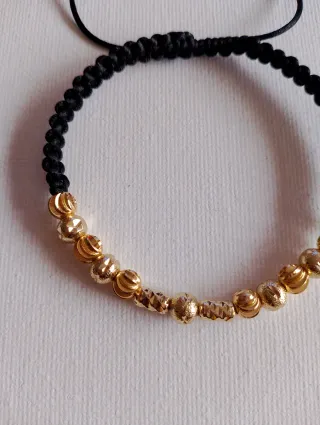 Pulsera ajustable con balines y tubo diamantado
