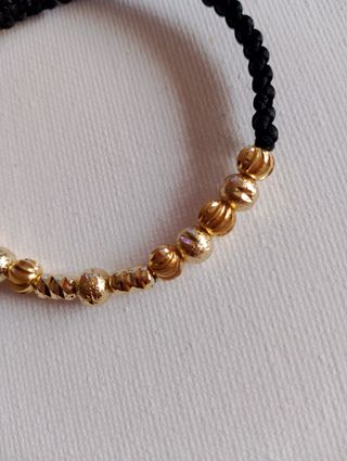 Pulsera ajustable con balines y tubo diamantado