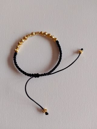 Pulsera ajustable con balines y tubo diamantado