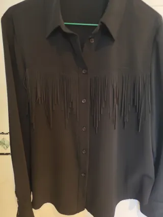 Camisa Zara Flecos Negra Talla L