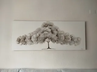 Cuadro árbol beige y gris