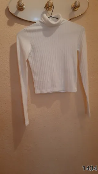 Pull&Bear Suéter Mujer Cuello Alto Blanco