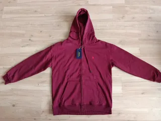 Sudadera Ralph Lauren granate con cremallera.
