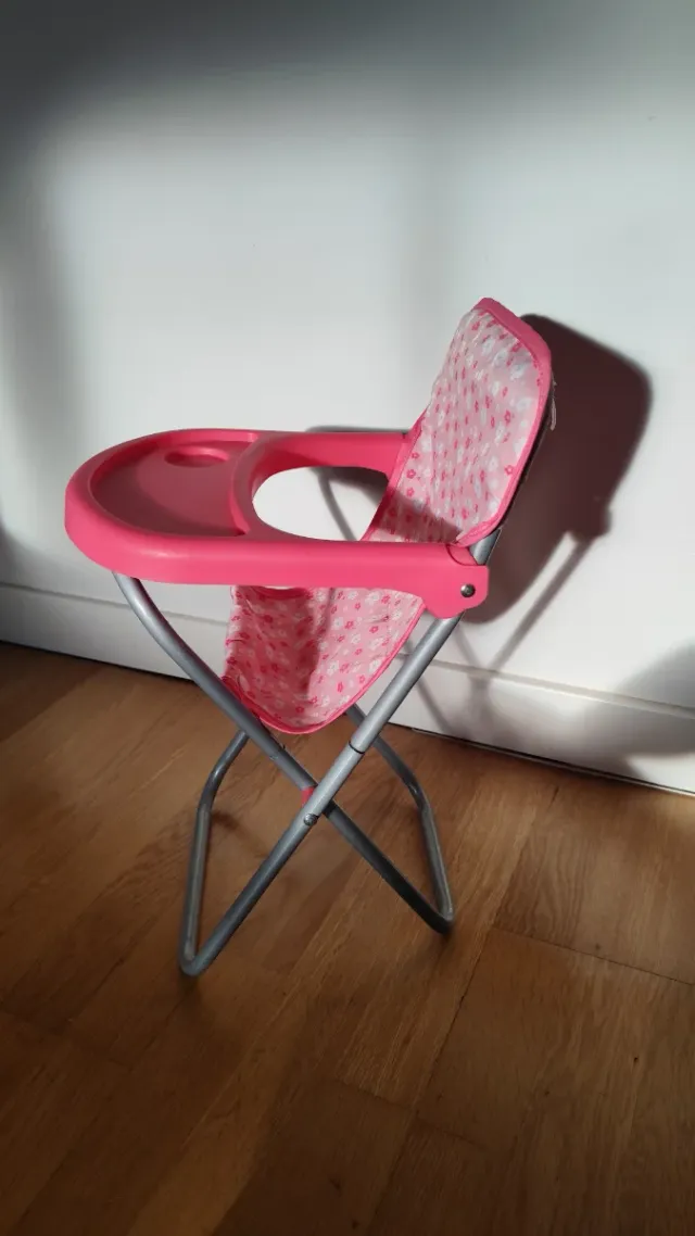 Trona plegable para muñecas rosa