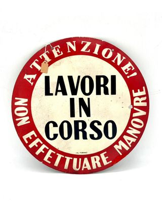 Insegna vintage Lavori in corso UAL Torino Ø30cm