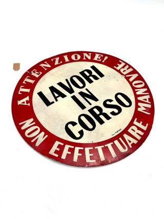 Insegna vintage Lavori in corso UAL Torino Ø30cm