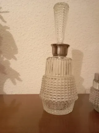 Juego tocador vintage cristal y metal