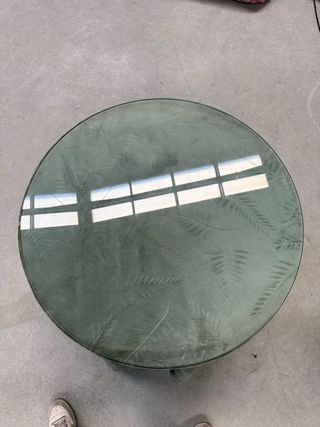 Mesa camilla redonda cristal y terciopelo