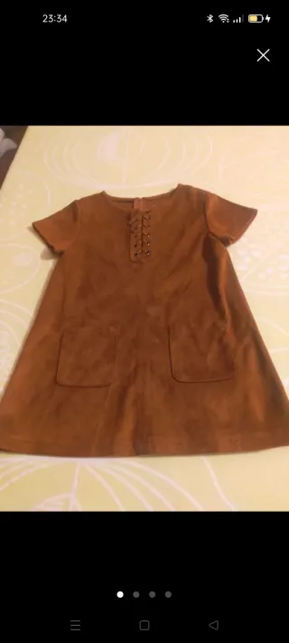 Vestido de cuero marrón para niña de 5 años