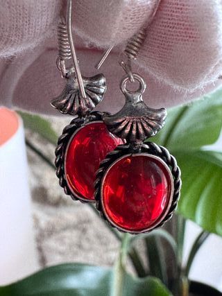 Pendientes Plata 925 con Piedra Roja