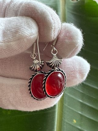 Pendientes Plata 925 con Piedra Roja