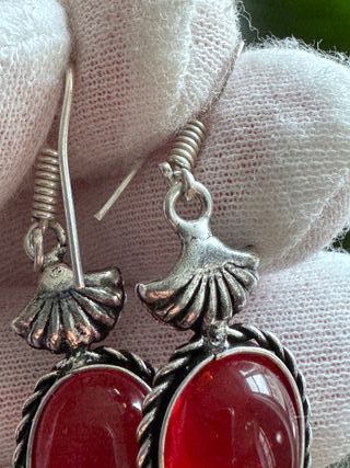 Pendientes Plata 925 con Piedra Roja