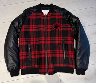 Bomber a quadri rossa e nera unisex