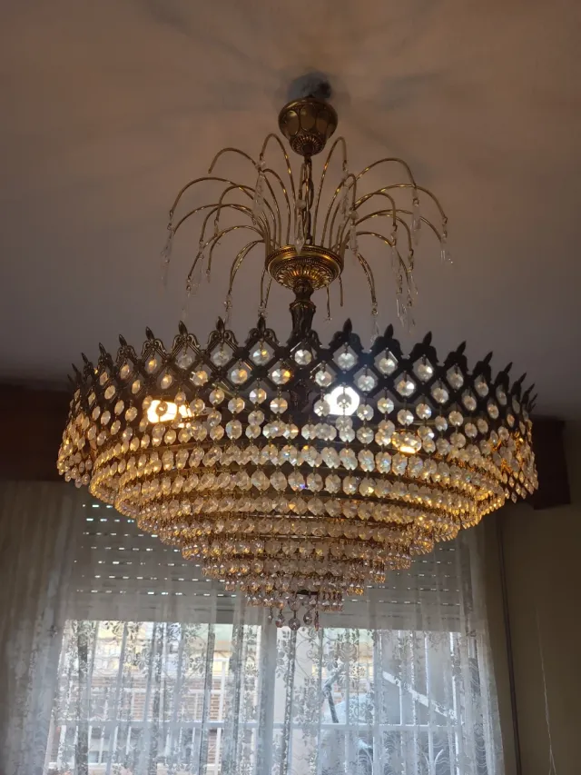 Lámpara de techo cobre y cristales