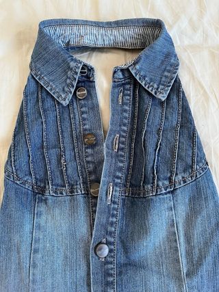 Precioso Mono vaquero escote halter azul