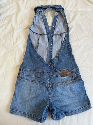 Precioso Mono vaquero escote halter azul