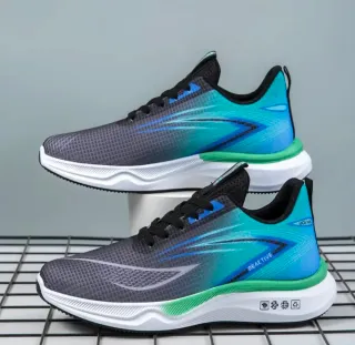 Zapatillas deportivas grises y turquesas
