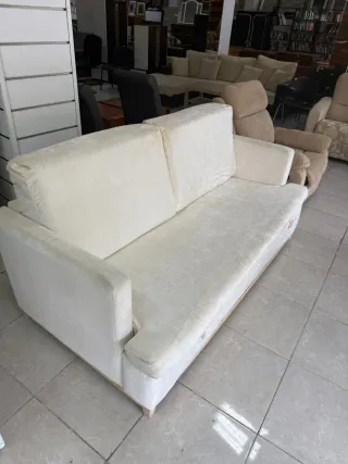 Sofá Cama Tela Beige/Blanco