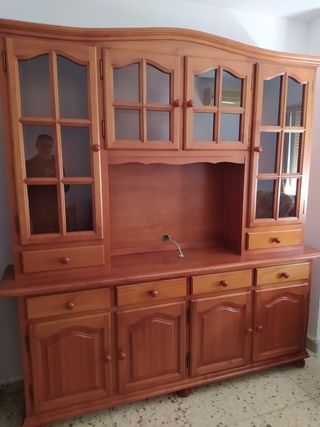 Mueble comedor provenzal madera y cristal
