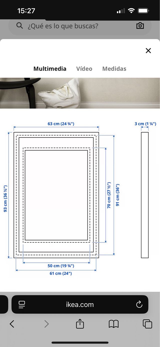 Marco IKEA Blanco Madera 50x70 cm