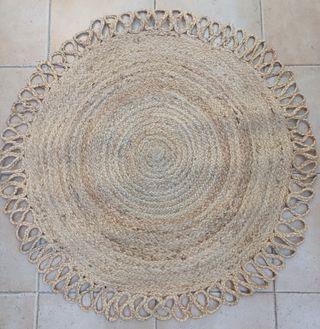 Tappeto rotondo in juta beige e marrone