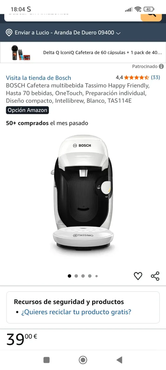 Cafetera Bosch Cápsulas