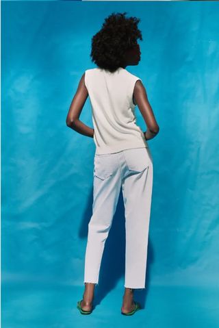 Chaleco de punto Zara mujer blanco roto