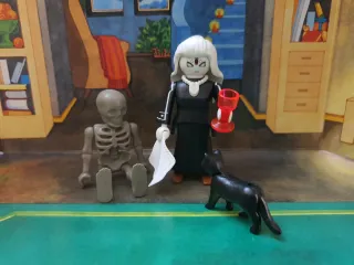Playmobil Esqueleto, Bruja y Gato Negro