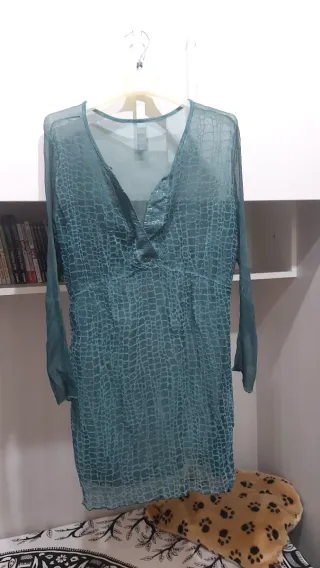 Blusa verde leggera cotone e seta