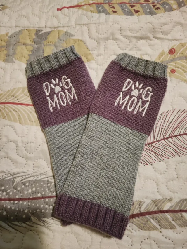 Guantes sin dedos Dog Mom Morado/Gris